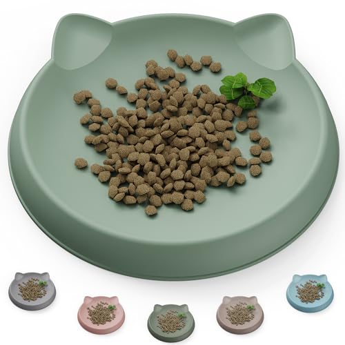 Wingcases - Katzennapf(1pc, 15x15cm, Hellgrün) | Futternapf Katze Silikon | Schutz der Katzenbarthaare | Fressnapf Katze Flach | Teller Breit | Katzen zubehör von Wingcases