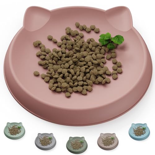 Wingcases - Katzennapf(1pc, 15x15cm, Koralle) | Futternapf Katze Silikon | Schutz der Katzenbarthaare | Fressnapf Katze Flach | Teller Breit | Katzen zubehör von Wingcases