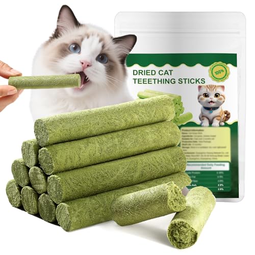 Wingoden Freeze Dried Cat Grass Stick Cats Treats Snacks Natural Cat Grass Teething Sticks for Hairball Removal and Teeth Cleaning Edible Cats Chew Stick, 100 g, Sticks von Wingoden