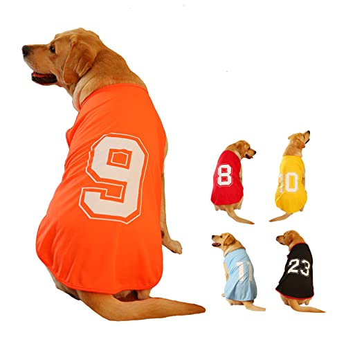 Hundehemd Nummer Bedruckt Sommer Basic Weste Welpen Atmungsaktives T-Shirt Haustier Ärmelloses Tank Top Kleidung für große, mittelgroße und kleine Hunde (Medium, Orange) von Winmany