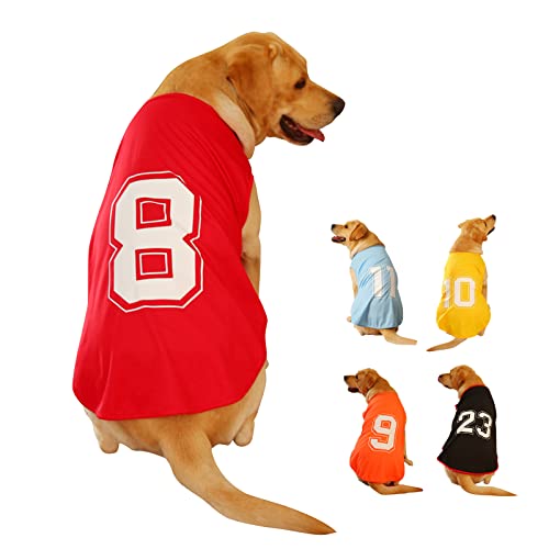 Hundeshirt Nummer Bedruckt Sommer Basic Weste Welpen Atmungsaktives T-Shirt Haustier Ärmelloses Tank Top Kleidung für Große, Mittelgroße Kleine Hunde (L, Rot) von Winmany