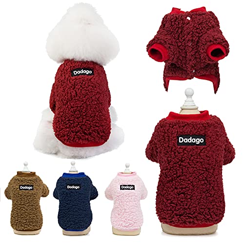 Pullover für kleine Hunde, Katzen, Welpen, Winter, warmer Mantel, Haustier, kaltes Wetter, gemütliche Fleece-Kleidung, niedlicher Pullover für kleine Hunde, Mädchen, Jungen (Medium, Rot) von Winmany