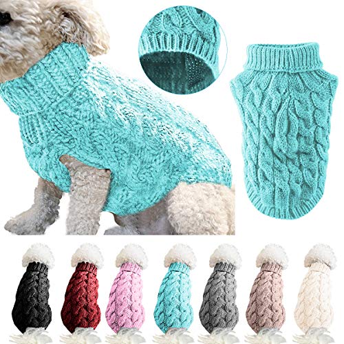 Rollkragen-Strickpullover für Haustiere, Winterwärmer, Dicker Pullover, Strickwaren, Häkelmantel, Kleidung für kleine, mittelgroße und große Hunde, Welpen, Katzen (XL, blau) von Winmany