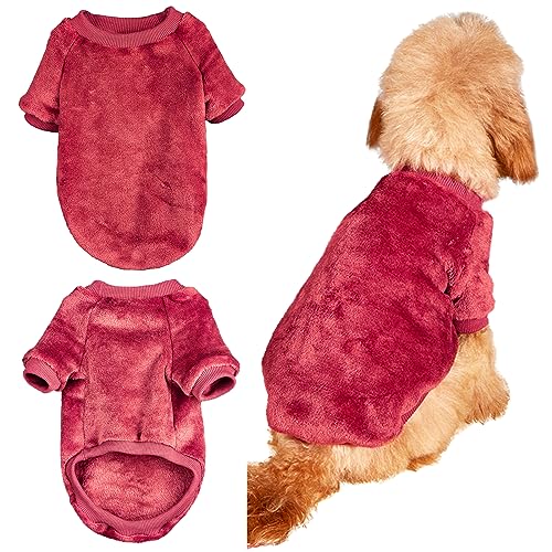 Winmany Hundepullover Welpe Weihnachten Flanell Mantel Winter Warme Kleidung Haustier Katze Weiche Onesies Jacke für Kleine Mittlere Hunde Katzen (Groß, Rot) von Winmany