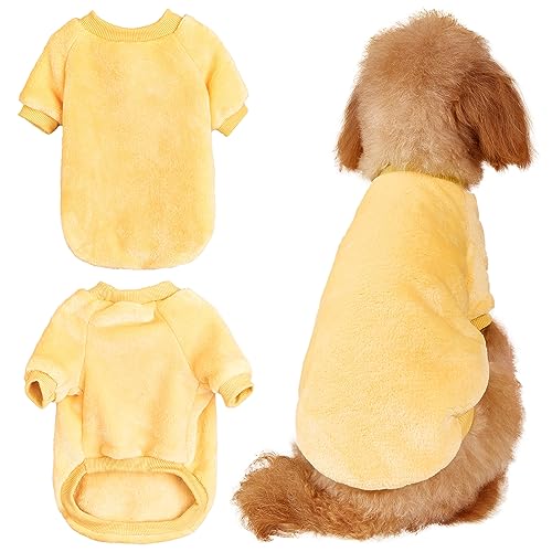 Winmany Hundepullover Welpe Weihnachten Flanell Mantel Winter Warme Kleidung Haustier Katze Weiche Onesies Jacke für Kleine Mittlere Hunde Katzen (X-Large, Gelb) von Winmany