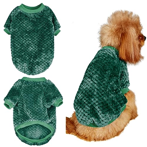 Winmany Hundepullover für Welpen, Weihnachten, Flanellmantel, Winter, warme Kleidung, Haustier, Katze, weicher Einteiler, Jacke für kleine mittelgroße Hunde, Katzen (XL, grünes Karomuster) von Winmany