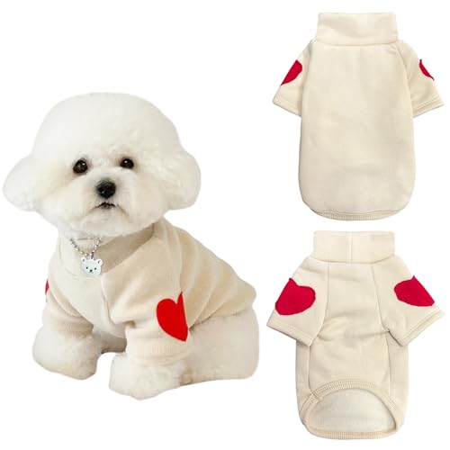 Winmany Pullover für kleine und mittelgroße Hunde, Herzaufnäher, Rollkragen-Sweatshirt, für Katzen, Welpen, Frühling, Herbst, Winter, Beige, Größe L Winmany Pullover für kleine und mittelgroße Hunde, Herzaufnäher, Rollkragen-Sweatshirt, für Katzen, Welpen, Frühling, Herbst, Winter, Beige, Größe L von Winmany