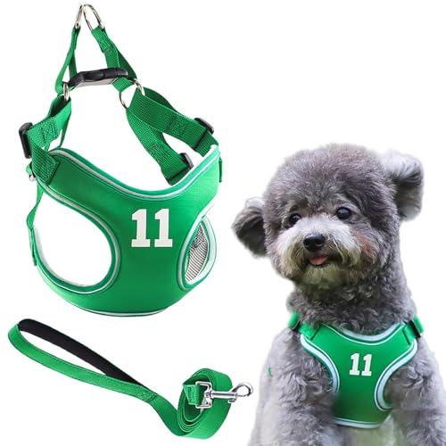 Winmany Verstellbares Hundegeschirr, kein Ziehen, für Haustiere, Welpen, Weste, Geschirr, Leinen-Sets, reflektierender, mit Nummern bedruckter Brustgurt für kleine und mittelgroße Hunde und Katzen (g von Winmany