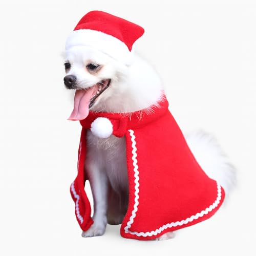 Winmany Weihnachtsumhang für kleine Hunde mit Hut, Welpe und Katze, Weihnachtsumhang, Kostüm, Set, Haustier-Neujahrs-Outfits für Party, Urlaub Winmany Weihnachtsumhang für kleine Hunde mit Hut, Welpe und Katze, Weihnachtsumhang, Kostüm, Set, Haustier-Neujahrs-Outfits für Party, Urlaub von Winmany