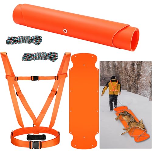 WinnerWhy 2 Stück verdickte, robuste Hirschschleppschlitten mit 2 Seilen, Doppel-Hirsch-Schleifgurt, Jagdausrüstung, Zubehör zum Schleppen von Elchen, Truthahnen, Spieltieren (Orange) von WinnerWhy