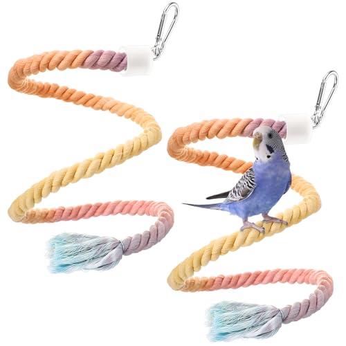 WinnerWhy Vogelkäfig-Schaukel mit Farbverlauf, Spielzeug für Papageien, Vogelkäfig, Baumwollschaukel, Kletterseil, stehendes Bungee-Spielzeug, Zubehör für Papageien, Nymphensittiche, Sittiche WinnerWhy Vogelkäfig-Schaukel mit Farbverlauf, Spielzeug für Papageien, Vogelkäfig, Baumwollschaukel, Kletterseil, stehendes Bungee-Spielzeug, Zubehör für Papageien, Nymphensittiche, Sittiche von WinnerWhy