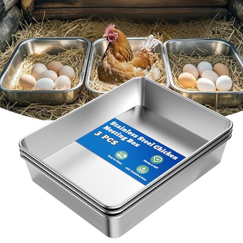 Wintcomfort Hühner-Nistkasten, 3 Stück Edelstahl Hühnereier Lege-Nistkästen Tablett, Huhn Nistkasten Pfanne für Huhn und Geflügel zum Sammeln von Eiern, Hühner Hühnerstall Box, leicht zu reinigen Wintcomfort Hühner-Nistkasten, 3 Stück Edelstahl Hühnereier Lege-Nistkästen Tablett, Huhn Nistkasten Pfanne für Huhn und Geflügel zum Sammeln von Eiern, Hühner Hühnerstall Box, leicht zu reinigen von Wintcomfort