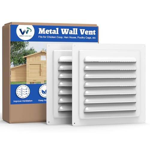 Wintcomfort Hühnerstall Metall Wand Entlüftung 2 Pack 25,4 cm x 25,4 cm Metall Schuppen Entlüftung mit eingebautem Bildschirm für Anti-Debris, Louver Vent Gitter für Hühnerstall, Hühnerstall Wintcomfort Hühnerstall Metall Wand Entlüftung 2 Pack 25,4 cm x 25,4 cm Metall Schuppen Entlüftung mit eingebautem Bildschirm für Anti-Debris, Louver Vent Gitter für Hühnerstall, Hühnerstall von Wintcomfort