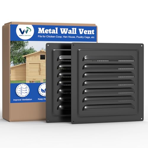Wintcomfort Hühnerstall Metall Wand Entlüftung 2 Pack 25,4 cm x 25,4 cm Metall Schuppen Entlüftung mit eingebautem Bildschirm für Anti-Debris, Louver Vent Gitter für Hühnerstall, Hühnerstall Wintcomfort Hühnerstall Metall Wand Entlüftung 2 Pack 25,4 cm x 25,4 cm Metall Schuppen Entlüftung mit eingebautem Bildschirm für Anti-Debris, Louver Vent Gitter für Hühnerstall, Hühnerstall von Wintcomfort