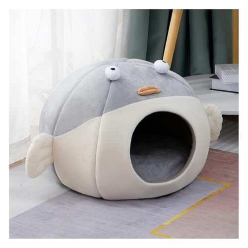 Wisafory Katzenbett große Katzenhöhle niedliches Haustier Bett Halbgeschlossen Katzenhaus Plüsch Schlafhöhle mit abnehmbarem und waschbarem Katzenkissen für Reisen und Winter Braun L von Wisafory