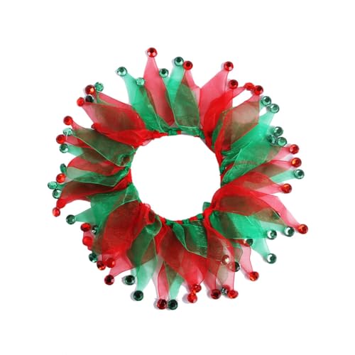 Wisafory Weihnachtliches Hundehalsbänder Halsband Elastisches Halskette Weihnachtshalsband Halloween-Kostüm Ornamenten für Katzen und Hunde, Spazierengehen Haustier-Party Weihnachten-Rot+Grün-Stil von Wisafory