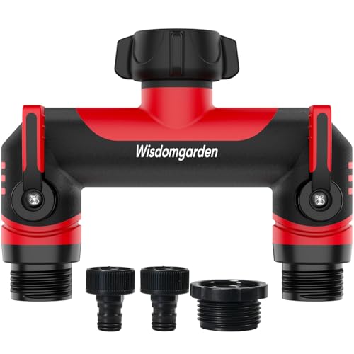 Wisdomgarden 2-Wege-Verteiler, Wasserverteiler 2fach, Gleichzeitiger Anschluss von 2 Geräten an den Wasserhahn, geeignet für Bewässerungsschaltuhren und Wasserleitungen-rot mit schwarz Wisdomgarden 2-Wege-Verteiler, Wasserverteiler 2fach, Gleichzeitiger Anschluss von 2 Geräten an den Wasserhahn, geeignet für Bewässerungsschaltuhren und Wasserleitungen-rot mit schwarz von Wisdomgarden