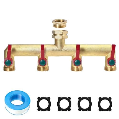 Wisdomgarden Wasserverteiler 4fach, Schwere Ausführung aus Messing gartenschlauch verteiler,4 wege verteiler wasser mit 4 Verlängerungsgriffen,Der verbesserte sechseckige Wassereinlass ist langlebiger Wisdomgarden Wasserverteiler 4fach, Schwere Ausführung aus Messing gartenschlauch verteiler,4 wege verteiler wasser mit 4 Verlängerungsgriffen,Der verbesserte sechseckige Wassereinlass ist langlebiger von Wisdomgarden