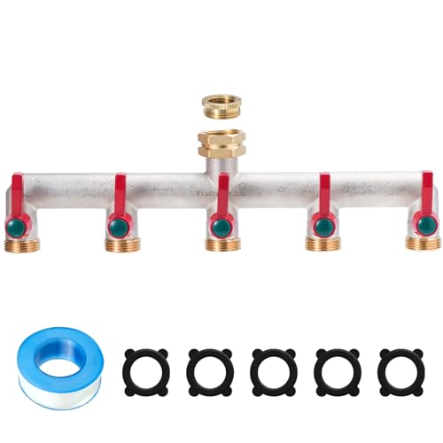 Wisdomgarden Wasserverteiler 5fach, Schwere Vernickelt Messing gartenschlauch verteiler, 5 Wege verteiler Wasser mit 5 Verlängerungsgriffen, Der verbesserte sechseckige Wassereinlass ist langlebiger Wisdomgarden Wasserverteiler 5fach, Schwere Vernickelt Messing gartenschlauch verteiler, 5 Wege verteiler Wasser mit 5 Verlängerungsgriffen, Der verbesserte sechseckige Wassereinlass ist langlebiger von Wisdomgarden