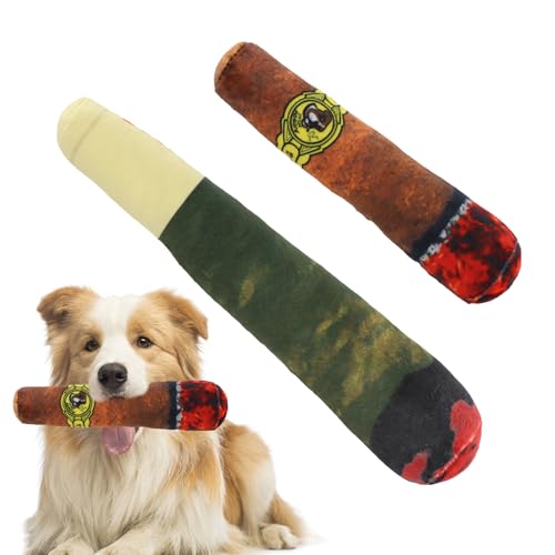 Wisebom 2 Stück Hundespielzeug Zigarette, Cool Zigaretten Hundespielzeug hundespielzeug quietschend, Zigarrenform Hunde Plüschspielzeug für kleine mittlere und große Hunde von Wisebom