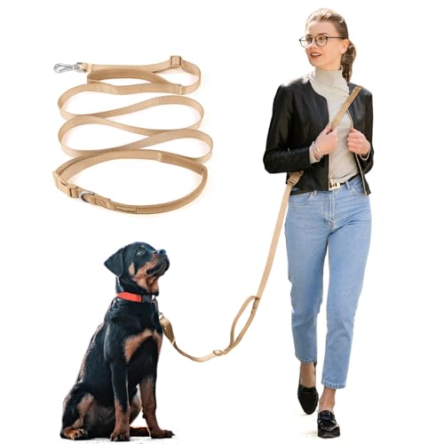 Wisedog 4,8 m lange Hundeleine mit gepolstertem Griff und robustem Metallverschluss – Hundeleine mit zwei Griffen, verstellbare Längen für handloses Gehen, Training, Laufen, mit Crossbody, Sandfarben Wisedog 4,8 m lange Hundeleine mit gepolstertem Griff und robustem Metallverschluss – Hundeleine mit zwei Griffen, verstellbare Längen für handloses Gehen, Training, Laufen, mit Crossbody, Sandfarben von Wisedog