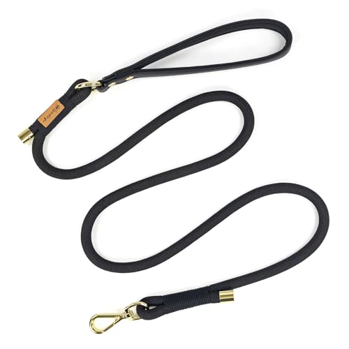 Wisedog Hundeleine aus Polyester-Seil, strapazierfähig, mit weichem, bequemem, gepolstertem Griff, langlebig, stilvoll, geflochtene Haustierleine für kleine, mittelgroße und große Hunde, Schwarz, Wisedog Hundeleine aus Polyester-Seil, strapazierfähig, mit weichem, bequemem, gepolstertem Griff, langlebig, stilvoll, geflochtene Haustierleine für kleine, mittelgroße und große Hunde, Schwarz, von Wisedog