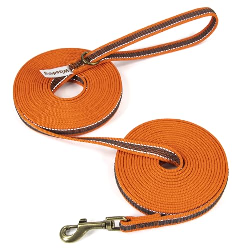 Wisedog Schleppleine für Hunde，Trainingsleine für Hund Langleine rutschfeste rutschfeste Rückrufleine für Tracking, Camping Spiel und Hinterhof Orange 15m von Wisedog