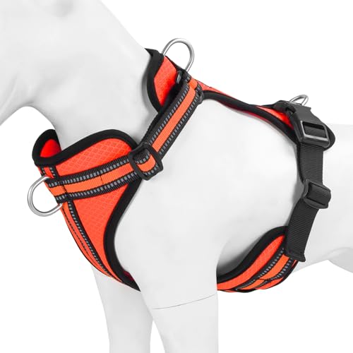 Wisedog Verstellbares atmungsaktives Mesh-Hundegeschirr – reflektierendes Gurtband, leicht, kein Ziehen, Geschirr mit 3 Schnellverschluss-Schnallen für Spaziergänge, Laufen und Outdoor-Abenteuer von Wisedog