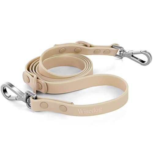 wasserdichte Hundeleine: Standard-Hundeleine mit 2 Haken zum Gehen, verstellbare Längen für Verkehrskontrolle, mittelgroße und große Hunde (L (Gesamtlänge: 1.8 m), Sandfarbe) von Wisedog