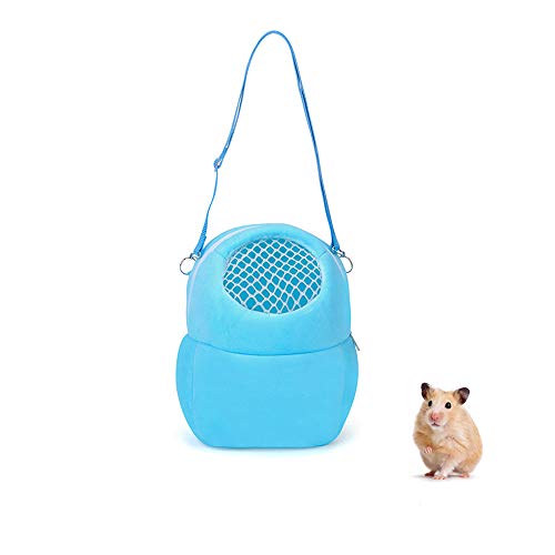 Haustier-Tragetasche, tragbar, mit Nylonriemen, kleine Haustiertasche für Hamster, Ratten, Igel, Kaninchen (S, blau) von WishLotus