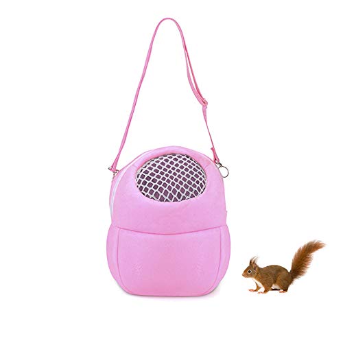 Haustier-Tragetasche, tragbare Reise-Handtasche mit Nylonriemen, kleine Haustier-Tasche für Hamster, Ratten, Igel, Kaninchen (M, Pink) von WishLotus