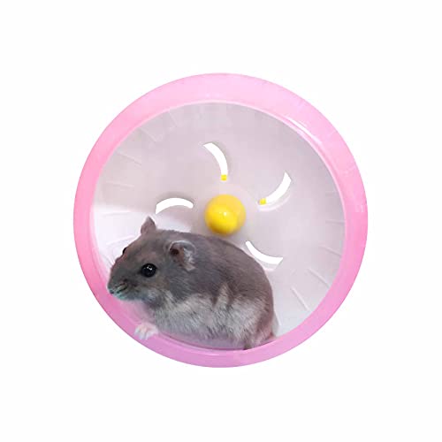 WishLotus Hamster-Laufrad, lautloses Joggen, Übungsspielzeug, Hamsterkäfig, Zubehör für Zug, Hamster, goldene Seide, Shih Tzu Bär (Rosa) von WishLotus