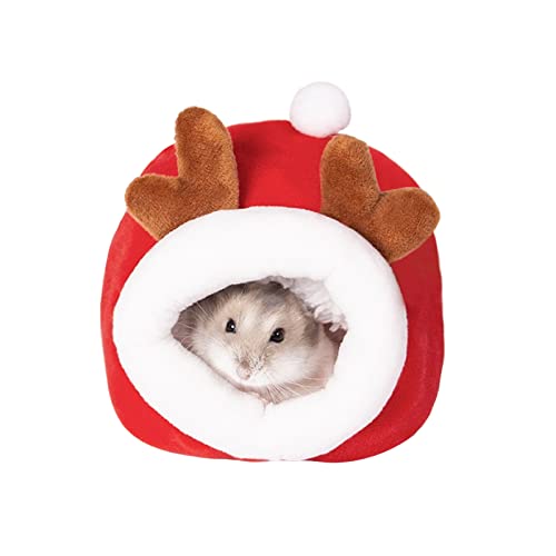 WishLotus Hamsterbett, Mini-Hamsterhaus, weiches und warmes Hamsterhaus, niedliches rutschfestes Hamster-Schlafnest, Bettwäsche-Haus für Zwerghamster, Mini-Igel und kleine Haustiere (rot) von WishLotus
