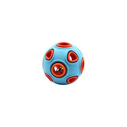 WishLotus Hundespielzeug, interaktives Hundespielzeug mit Ring, Glocke, quietschendes Spielzeug, Hundespielzeug, Gummi, Hüpfball, Haustiere, Übungsspiel, Puzzle-Ball, zur Erhöhung des IQ-Such- und Fangens, bissfestes Kauspielzeug (S, Orange und Blau) von WishLotus