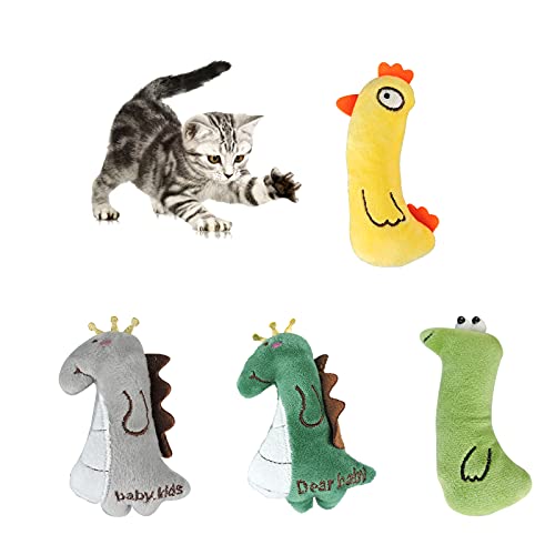 WishLotus Katzenminze-Spielzeug, 4 Stück, interaktives Plüsch-Kauspielzeug, Cartoon-Katzenminze, lustiges Spielzeug für Haustiere, Kätzchen, Katzen, Spielen, Schleifkralle, Zahnreinigung, von WishLotus