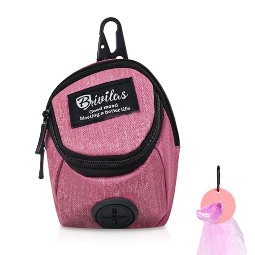 WishLotus Leckerlibeutel für Hunde, All-in-One-Kotbeutelspender mit Kotbeutelhalter, für kleine Hunde, Training, Leckerlibeutel zum Spazierengehen, Laufen, Spielen (rot) von WishLotus