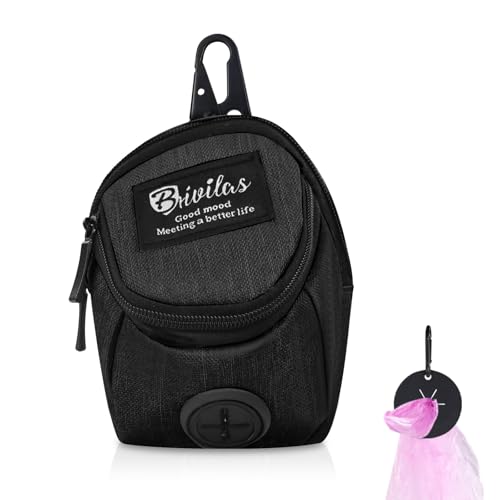 WishLotus Leckerlibeutel für Hunde, All-in-One-Kotbeutelspender mit Kotbeutelhalter, kleine Hundetraining, Leckerli-Tasche zum Spazierengehen, Laufen, Spielen (schwarz) von WishLotus