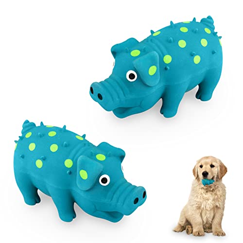 WishLotus Naturlatex-Hundespielzeug, Schweineförmiges Hundekauspielzeug für die Zahnreinigung, Mini-Welpen-Kauspielzeug für kleine Hunde, um Stress abzubauen und Langeweile zu reduzieren (2 Stück) von WishLotus
