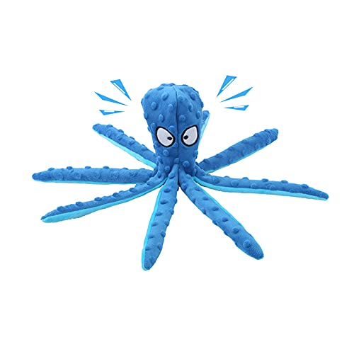 WishLotus Octopus Dog Chew Toy, No Stuffing Plush Dog Squeaky Toy with Crinkle Paper in Legs, Cord Interactive Dog Play Toy Dog Tething Toy for Small Medium Dogs (Blue) von WishLotus