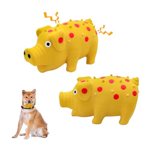 WishLotus Quietschendes Hundespielzeug aus natürlichem Latex, Schweineform, Kauspielzeug für die Zahnreinigung, Mini-Welpen-Kauspielzeug für kleine Hunde, um Stress abzubauen und Langeweile zu von WishLotus