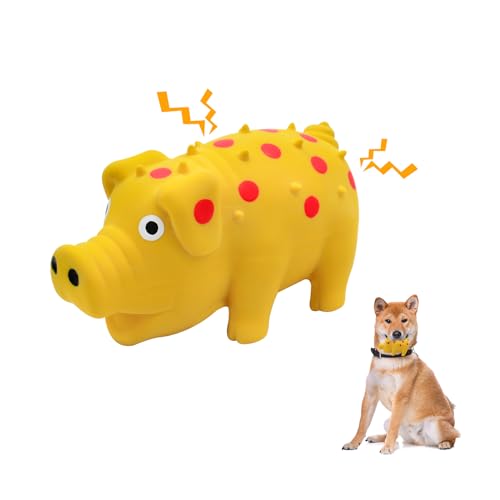WishLotus Quietschendes Hundespielzeug aus natürlichem Latex, Schweineform, Kauspielzeug für die Zahnreinigung, Mini-Welpen-Kauspielzeug für kleine Hunde, um Stress abzubauen und Langeweile zu von WishLotus