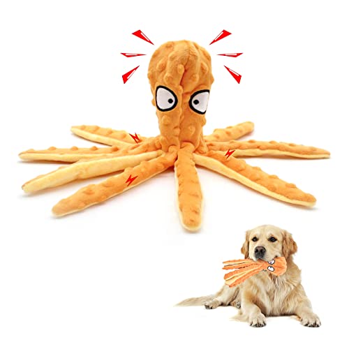 WishLotus Quietschspielzeug für Hunde, Plüsch, kein Füllen, Hundespielzeug mit Knisterpapier im Inneren, Schleifen, Linderung von Langeweile (Orange) von WishLotus