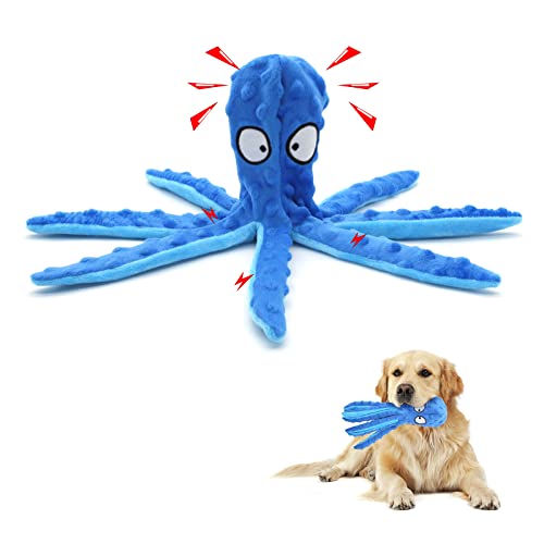 WishLotus Quietschspielzeug für Hunde, Plüsch, kein Füllen, Hundespielzeug mit Knisterpapier im Inneren, Schleifen, Linderung von Langeweile (blau) von WishLotus