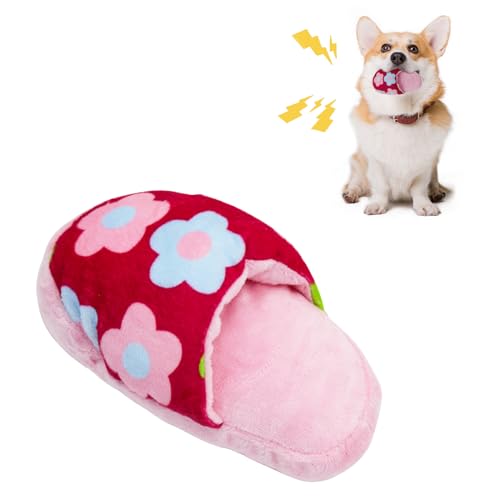 WishLotus Quietschspielzeug für Hunde, langlebig, gefüllte Baumwolle, Kauspielzeug, niedliche Slipperform, bunt, interaktives Spielzeug für kleine, mittelgroße Hunde, Reinigung der Zähne, lindert von WishLotus