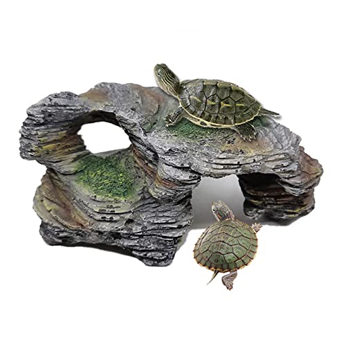 WishLotus Schildkröten-Plattform, stabile Kunstharz-Simulationsunterstand, Plattform, Aquarium-Dekorationen für Schildkröten und Reptilien zum Klettern, Ausruhen und Verstecken (A) von WishLotus