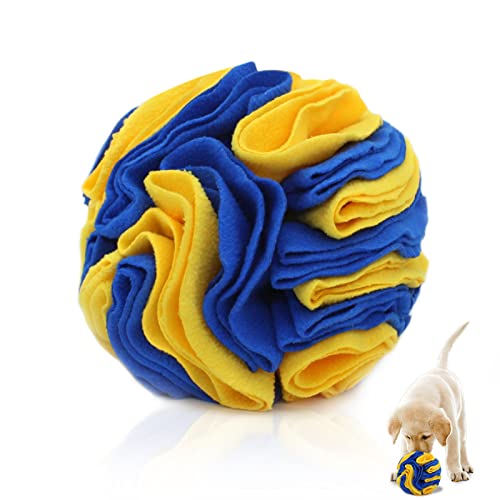WishLotus Schnüffelball für Hunde, interaktives Hundespielzeug Ball, Gehirn stimulierendes Puzzle-Spielzeug für Hunde, Anreicherungsspiel, Futtermatte, langsamer Feeder, Stressabbau-Spielzeug (gelb + von WishLotus