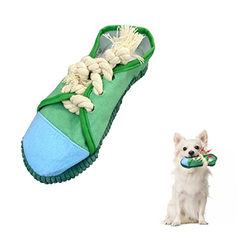 Wishlotus Quietschspielzeug für Hunde, Schuhe-förmiges Kauspielzeug für Hunde, reißfest, Plüschspielzeug für Zähneknirschen und Linderung von Langeweile für Hundegeschenke (grün) von WishLotus