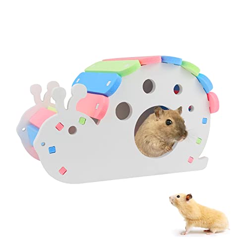 Wishlous Holz Hamsterhaus, Regenbogen Hamster Versteck Hamster Bett Hamster Hütte für Kleine Haustier Habitat Dekor Übung Spielspielzeug für Ziehhamster Rennmäuse Golden Silk Bear Ratten (Regenbogen) von WishLotus