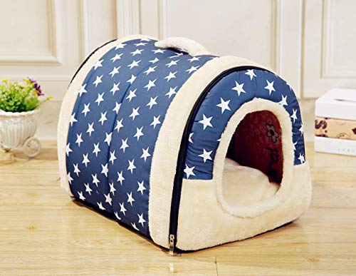 Wishdeal Hundehaus Zwinger Nest mit Matte Faltbare Haustier Hundebett 35x30cm Katzenbett Haus für Kleine Mittlere Hunde Reise Haustier Bett Matte (S) von Wishdeal