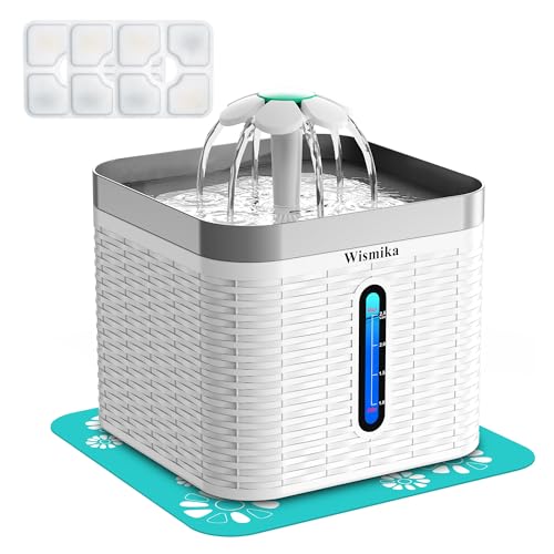 Wismika Verbesserter Haustierbrunnen, 2,381.4 g/2.5L Automatischer Katzen-Hunde-Wasserbrunnen, leiser elektrischer Spenderschüssel mit intelligenter Pumpe und LED-Anzeige und 3 Ersatzfilter für Wismika Verbesserter Haustierbrunnen, 2,381.4 g/2.5L Automatischer Katzen-Hunde-Wasserbrunnen, leiser elektrischer Spenderschüssel mit intelligenter Pumpe und LED-Anzeige und 3 Ersatzfilter für von Wismika